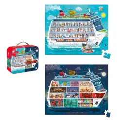 Janod 2 Puzzles Barco Crucero: 100 Y 200 Piezas Hot