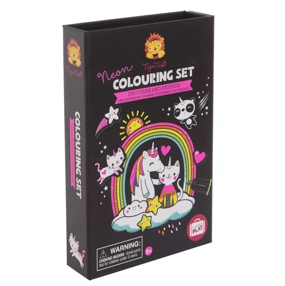 Tiger Tribe Neon Colouring Set: Unicornios Y Amigos Flash Sale