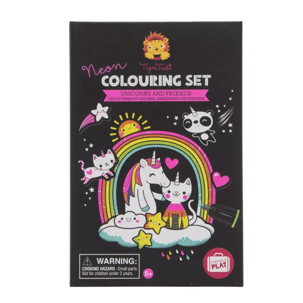 Tiger Tribe Neon Colouring Set: Unicornios Y Amigos Flash Sale