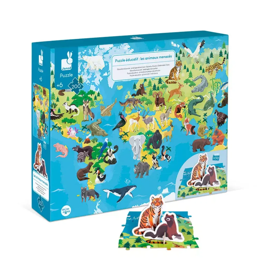 Janod Puzzle Educativo: Animales En Peligro De Extincion Online