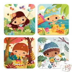 Janod Set De 4 Puzzles Evolutivos: Las Estaciones Hot
